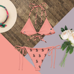 Logo Print string bikini - Rose/Pink