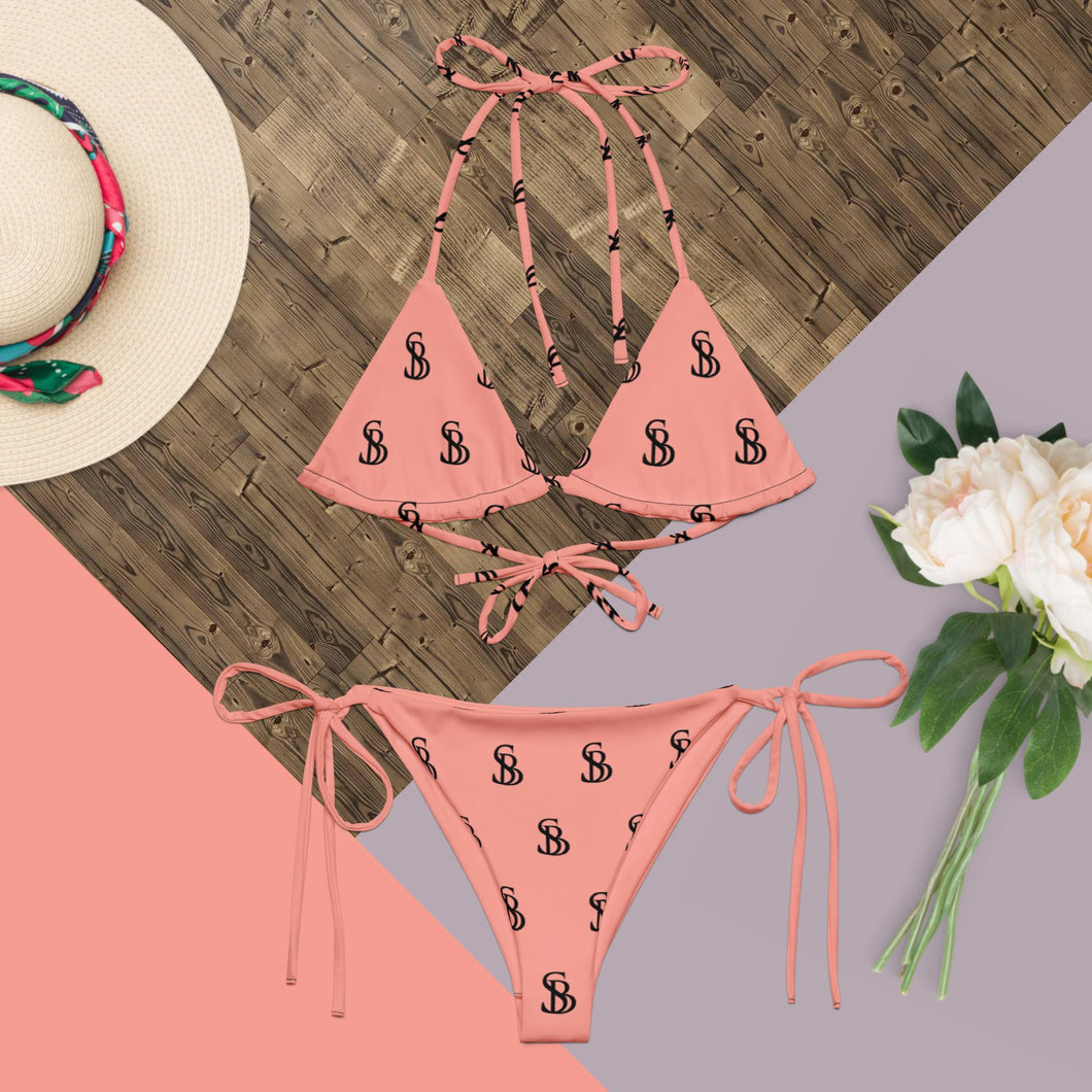 Logo Print string bikini - Rose/Pink