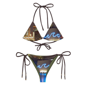 Skyline print string bikini