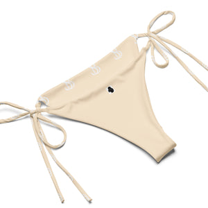 Logo print string bikini - Cream