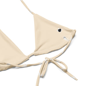 Logo print string bikini - Cream