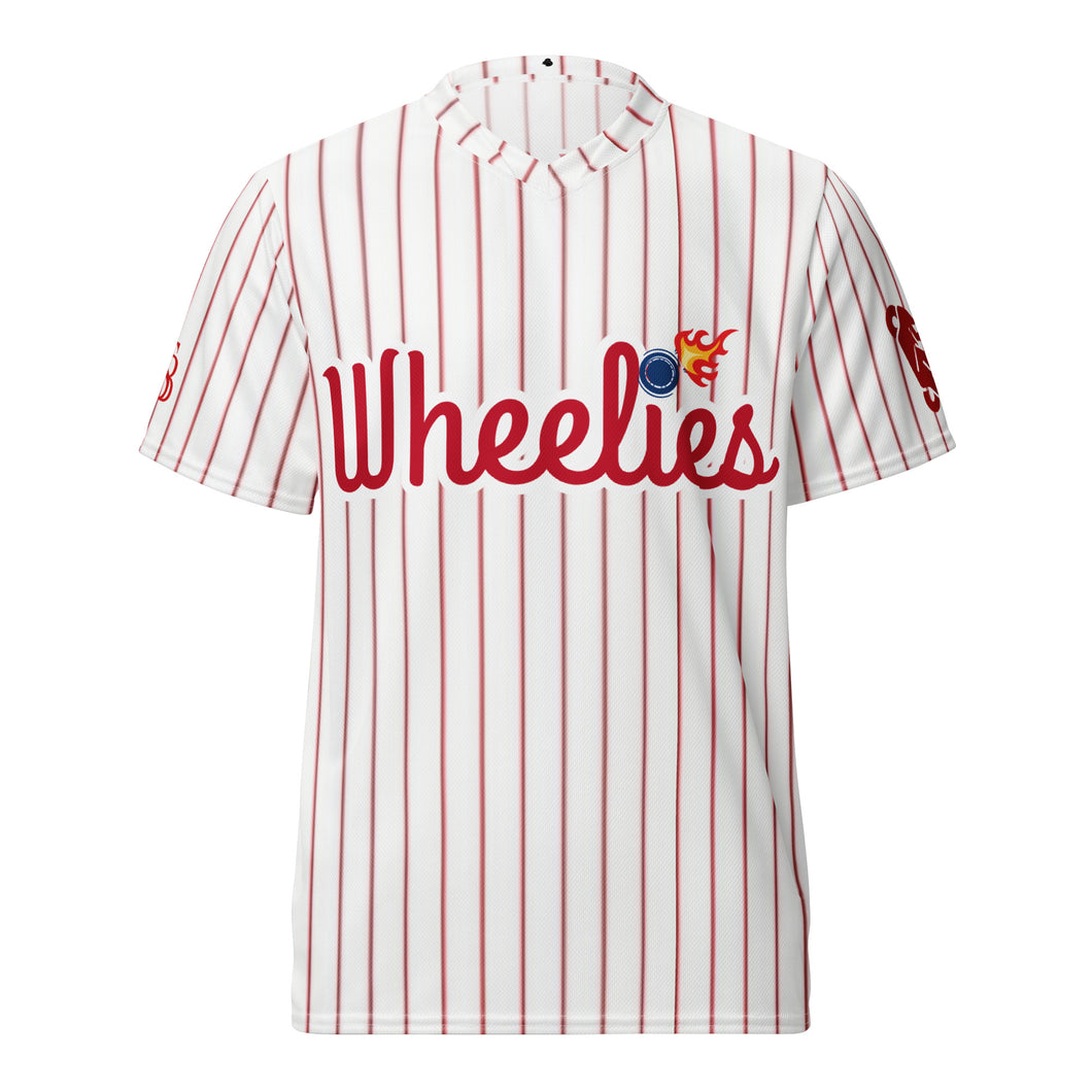 Unisex sports jersey - Wheelies-White/Stripes