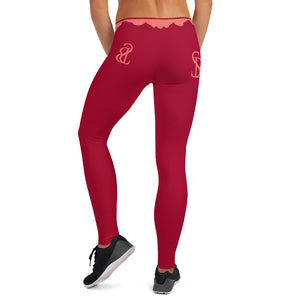 Sly Biz State Print Leggings - pink/maroon