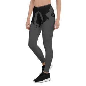 Sly Biz State Print Leggings- grey/black