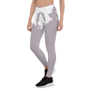 Sly Biz State Print Leggings - smoke lilac/white