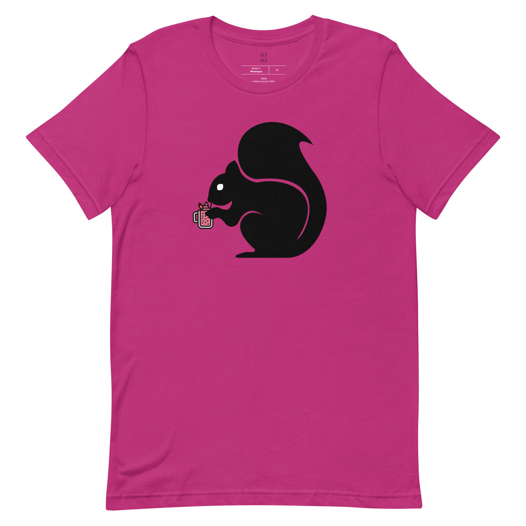 Sly Biz Unisex t-shirt- smoothie squirrel